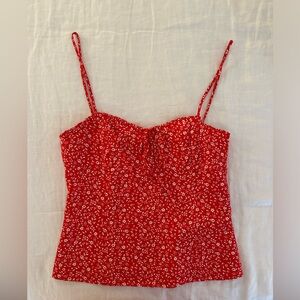 Zara red and white floral tank top